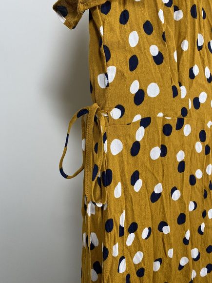 Poetry Wrap Maxi Dress Polka Dot Wedding Summer Holiday Cocktail Yellow Size 16 - Picture 7 of 13